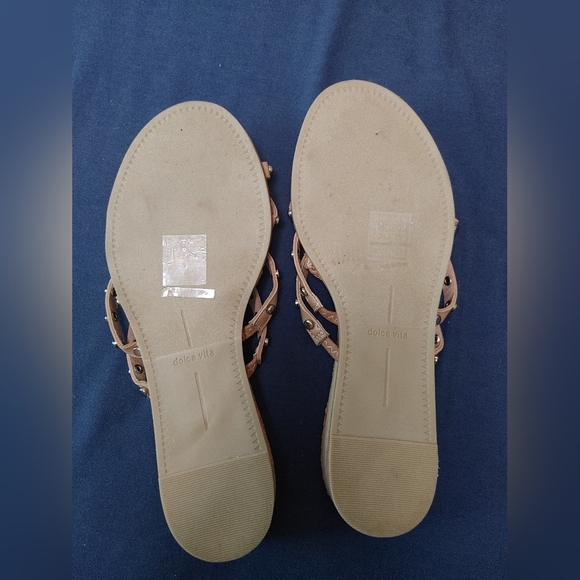 DOLCE VITA Tan Studded Strappy Leather Sandals Size 7.5 - Picture 3 of 5